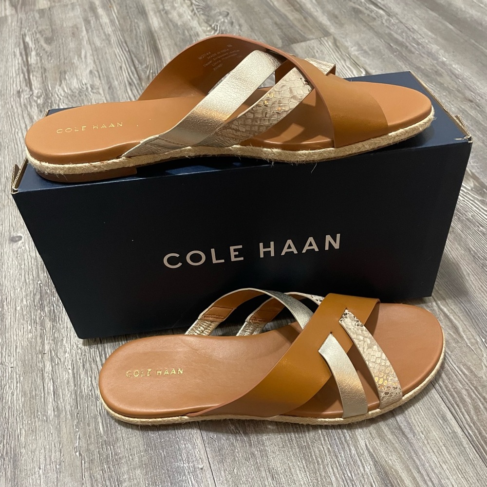 Cole Haan Women's Brown and Gold Sandals